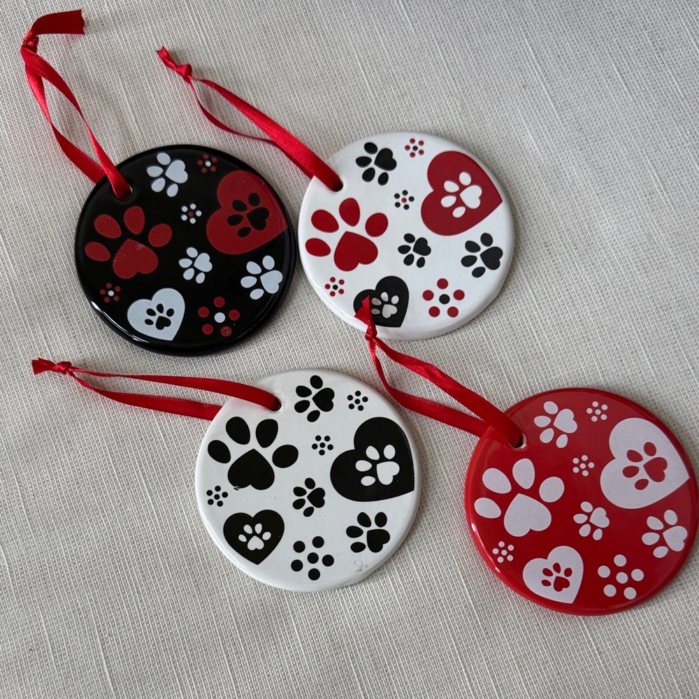 Temp-tations Paw Print Heart Ornaments – Set of 4 - Picture 3 of 5
